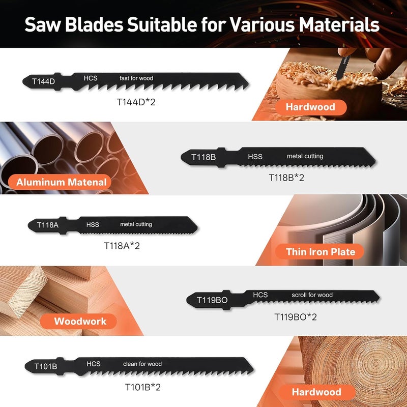 COMOWARE 17Pcs Handsaw & File Set with Blade Quick Change Mechanism, 10 Saw Blades & 6 Precision Files for Woodworking, DIY, Model Crafting, PVC/Metal Cutting Tools - Image 4